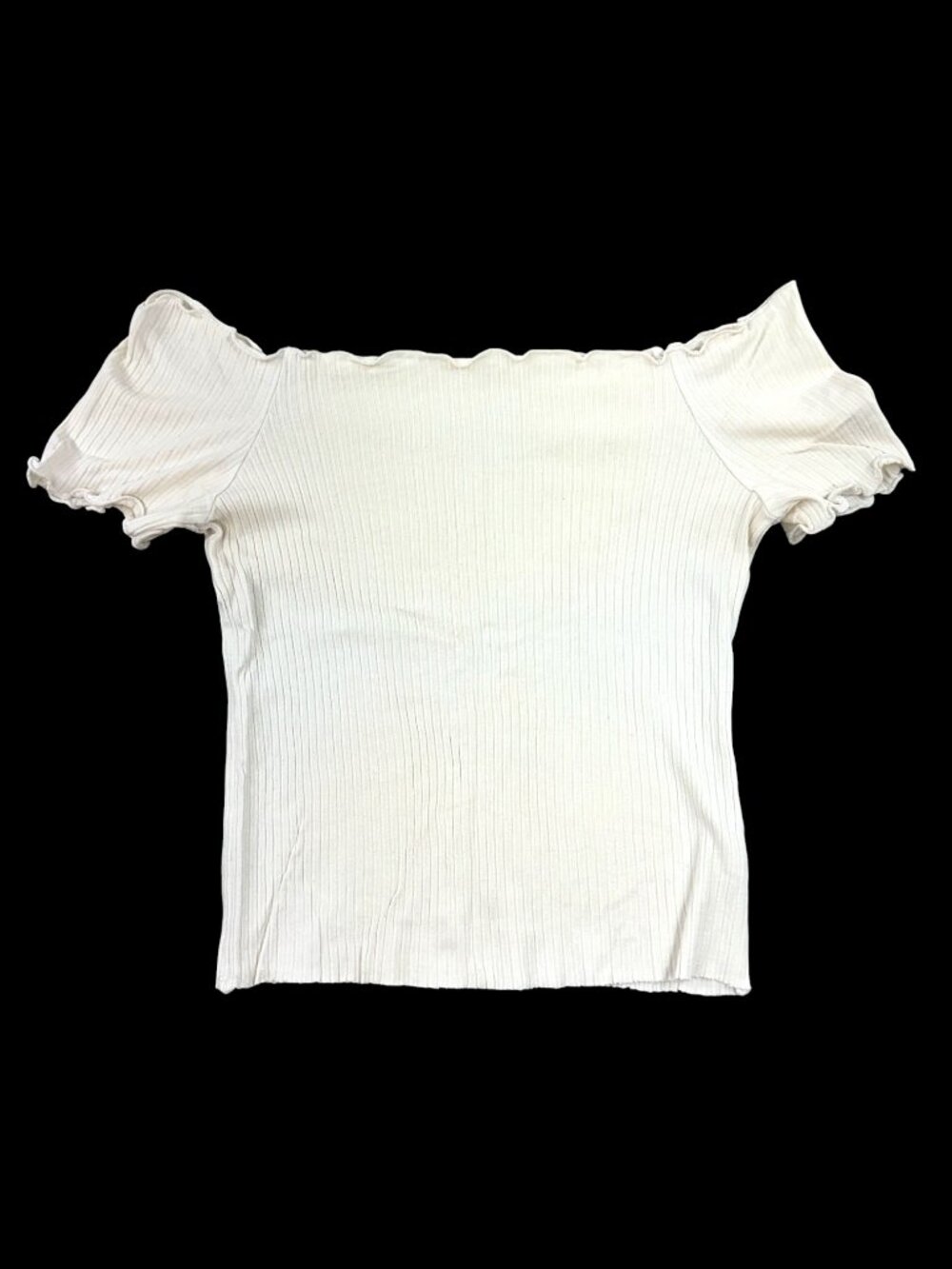 Apple Off the Shoulder Ribbed Top